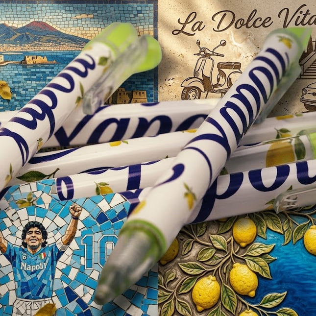 Penna Souvenir Napoli e Limoni – Penna Decorativa con Scritta Napoli, Grafica Limoni Gialli e Omaggio a Diego