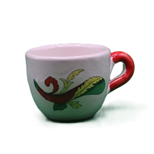 Tazzina Asso in Ceramica Artigianale con Piattino a scacchi