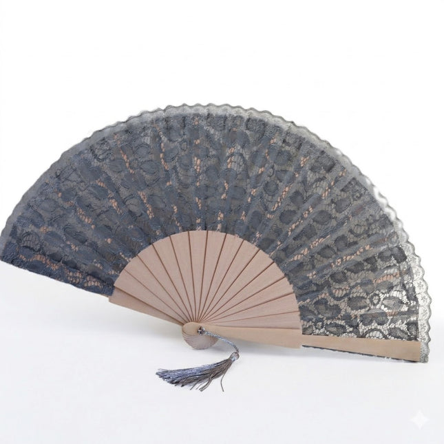 Ventaglio Elegante in Pizzo con Base in Legno e Nappa Pendente, Ventaglio da Cerimonia per Matrimonio Sposa e Invitati, Bomboniera e Idea Regalo Artigianale
