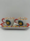 Tray Set + 2 Handcrafted Neapolitan Ceramic Cups - Lemon Decoration