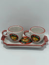 Tray Set + 2 Handcrafted Neapolitan Ceramic Cups - Lemon Decoration