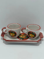 Tray Set + 2 Handcrafted Neapolitan Ceramic Cups - Lemon Decoration
