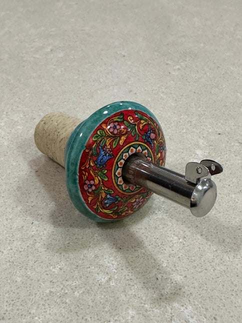 Tappo Dosatore/Versatore in Ceramica Artigianale e Acciaio - Maioliche Made in Italy