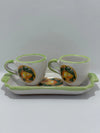 Tray Set + 2 Handcrafted Neapolitan Ceramic Cups - Lemon Decoration
