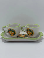 Tray Set + 2 Handcrafted Neapolitan Ceramic Cups - Lemon Decoration