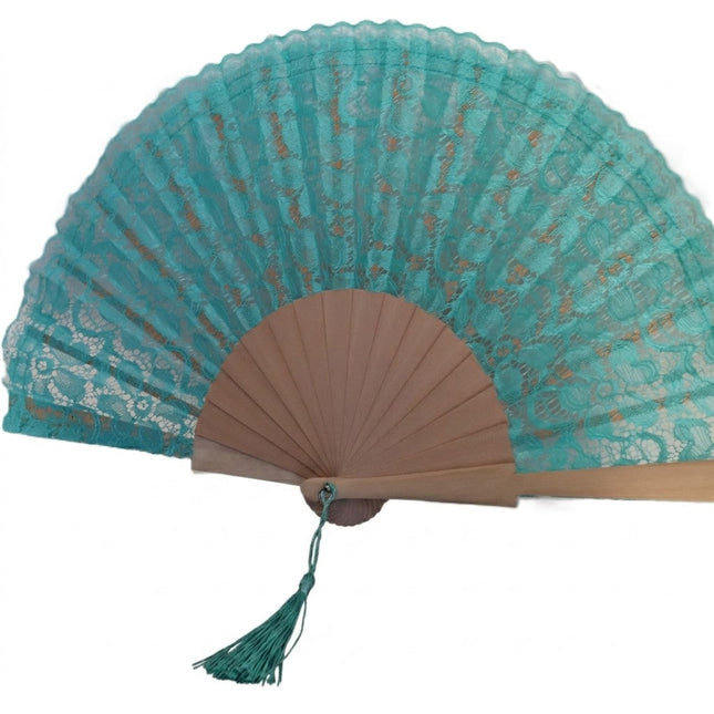 Ventaglio Elegante in Pizzo con Base in Legno e Nappa Pendente, Ventaglio da Cerimonia per Matrimonio Sposa e Invitati, Bomboniera e Idea Regalo Artigianale