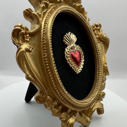 Quadretto Sacro Cuore Oro e Rosso - Artigianale Made in Italy