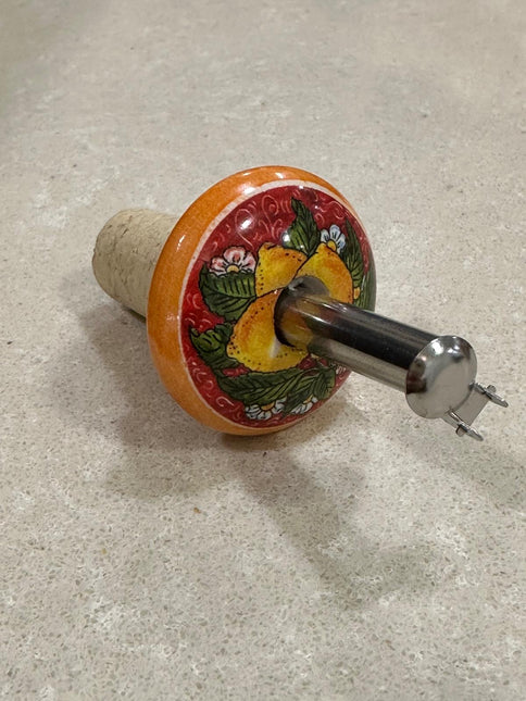 Tappo Dosatore/Versatore in Ceramica Artigianale e Acciaio - Limoni Made in Italy