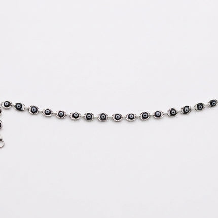 Bracciale Occhio di Allah Portafortuna - Amuleto Nazar contro il Malocchio - Catena in Acciaio Inox Oro o Argento - Regalo Scaramantico Donna e Ragazza
