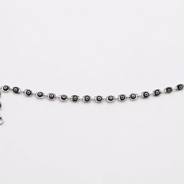 Bracciale Occhio di Allah Portafortuna - Amuleto Nazar contro il Malocchio - Catena in Acciaio Inox Oro o Argento - Regalo Scaramantico Donna e Ragazza