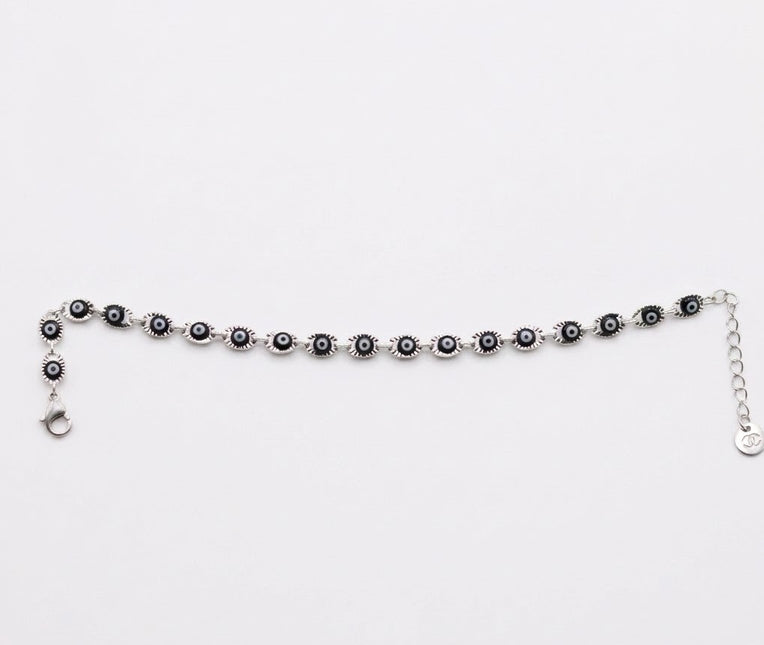 Bracciale Occhio di Allah Portafortuna - Amuleto Nazar contro il Malocchio - Catena in Acciaio Inox Oro o Argento - Regalo Scaramantico Donna e Ragazza