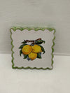 Francobollo Calamitato in Ceramica - Decoro Limoni Dipinto a Mano (6x6 cm)