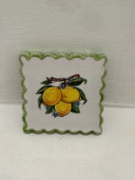 Francobollo Calamitato in Ceramica - Decoro Limoni Dipinto a Mano (6x6 cm)