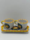 Tray Set + 2 Handcrafted Neapolitan Ceramic Cups - Lemon Decoration