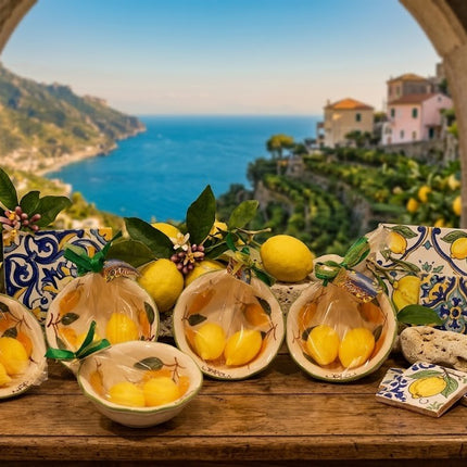 Coppetta in Ceramica Dipinta a Mano con 2 Saponette al Limone – Idea Regalo Artigianale Napoli