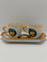 Tray Set + 2 Handcrafted Neapolitan Ceramic Cups - Lemon Decoration