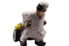 Pulcinella Portabottiglie in Resina con Carretto, Statuetta Artigianale Napoletana, Variante Limoni o Uva, Idea Regalo