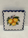 Francobollo Calamitato in Ceramica - Decoro Limoni Dipinto a Mano (6x6 cm)