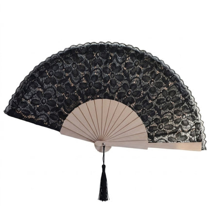 Ventaglio Elegante in Pizzo con Base in Legno e Nappa Pendente, Ventaglio da Cerimonia per Matrimonio Sposa e Invitati, Bomboniera e Idea Regalo Artigianale