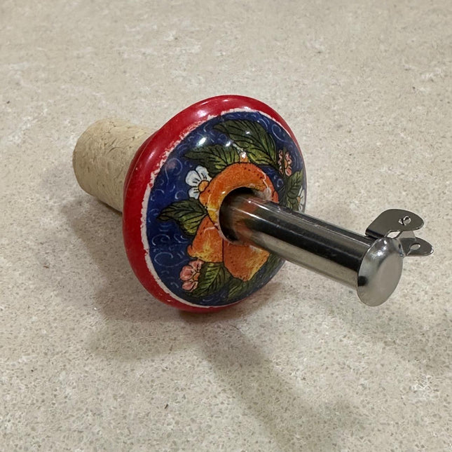 Handmade Ceramic and Steel Pourer Stopper - Lemons Made in Italy
