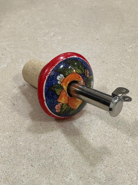 Tappo Dosatore/Versatore in Ceramica Artigianale e Acciaio - Limoni Made in Italy