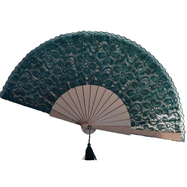 Ventaglio Elegante in Pizzo con Base in Legno e Nappa Pendente, Ventaglio da Cerimonia per Matrimonio Sposa e Invitati, Bomboniera e Idea Regalo Artigianale