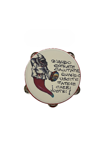Tamburello Napoletano con Detti e Proverbi Tipici - Artigianato Napoli con Frasi Scaramantiche e Divertenti - Decorazione Tradizionale da Parete