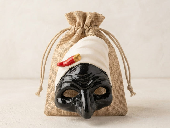 L'Anima di Napoli: Maschera di Pulcinella Fatta a Mano per i tuoi Eventi,Ideale per Cerimonie e Arredo.