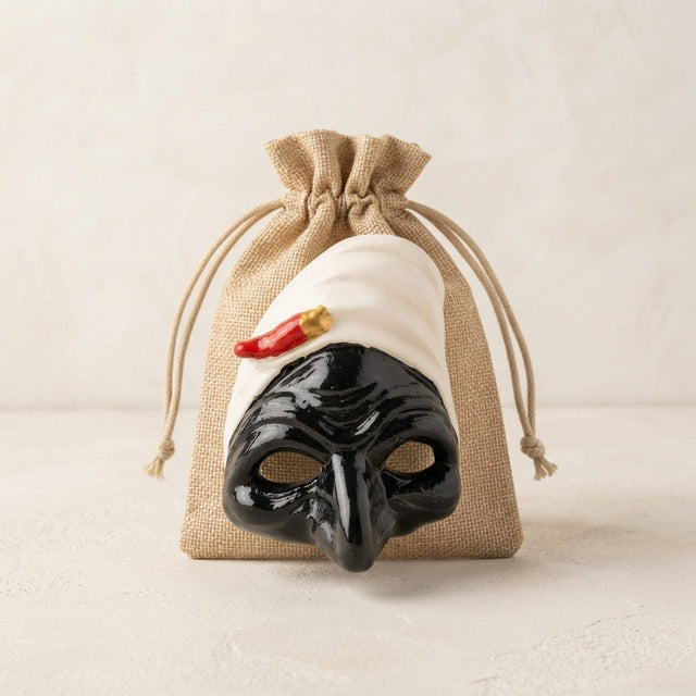 The Soul of Naples: Handmade Pulcinella Mask for Your Events, Ideal for Ceremonies and Home Decor.