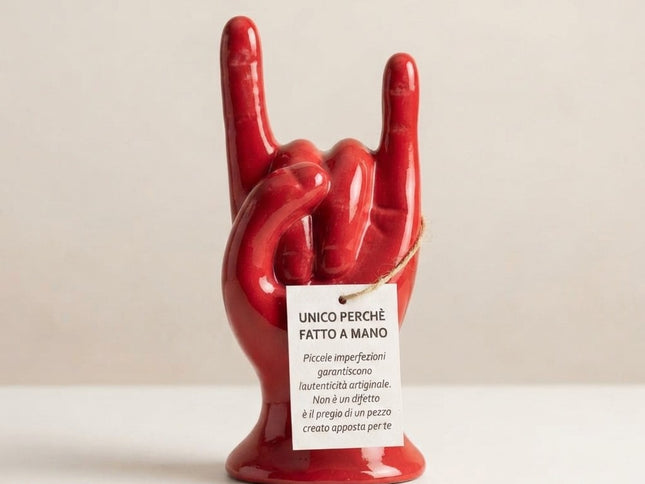 Mano Corna Portafortuna in Ceramica Lucida - Amuleto Scaramantico Napoletano Fatto a Mano-Vari colori