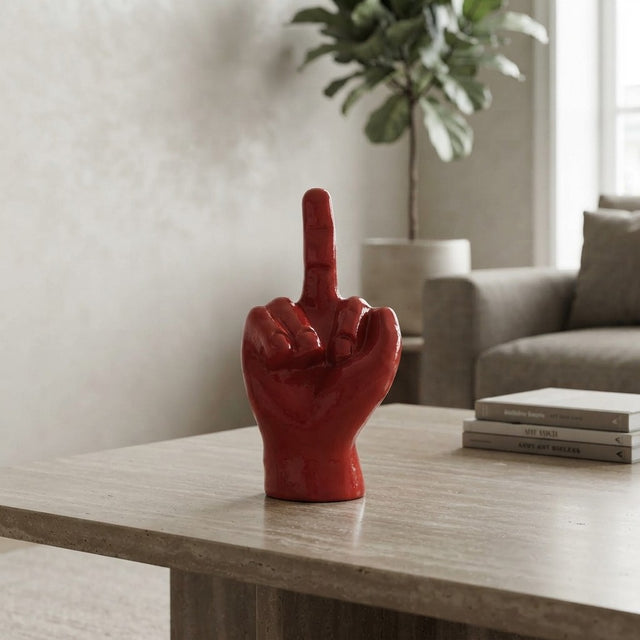 Scultura Mano Dito Medio in Ceramica | Rossa, Azzurra, Nera