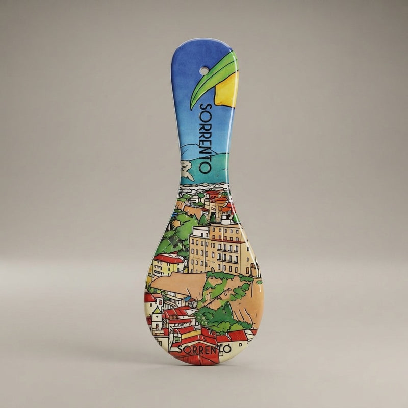 Poggiamestolo in ceramica Sorrento  Dipinto a mano  Accessorio cucina Costiera Amalfitana  Poggia mestolo artigianale italiano