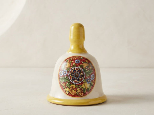 campanella decorativa  in ceramica  dipinta a mano con limoni o maioliche