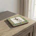 Sottobottiglia e segnaposto artigianali in ceramica 10x10 con retro in sughero. Raffiguranti Pulcinella in 3 varianti. Perfetti per la tua tavola o come idea regalo napoletana.