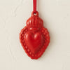 Cuore Sacro in Ceramica Rossa, Ex-Voto 9 cm con Nastrino e Scatola Regalo, Decorazione Murale Artigianale, Regalo Amore e Protezione.