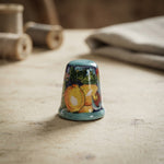 Handmade Ceramic Collectible Thimble – Mediterranean Designs: Lemons and Majolica – Gift for Seamstress and Embroidery