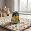 Handmade Ceramic Collectible Thimble – Mediterranean Designs: Lemons and Majolica – Gift for Seamstress and Embroidery
