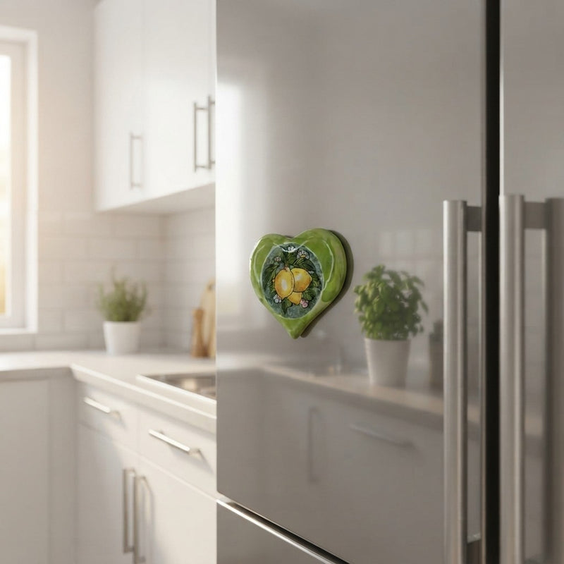 Heart-shaped Ceramic Magnet - Assorted Lemon/Majolica Designs
