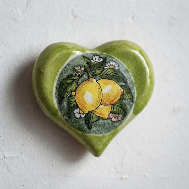 Heart-shaped Ceramic Magnet - Assorted Lemon/Majolica Designs