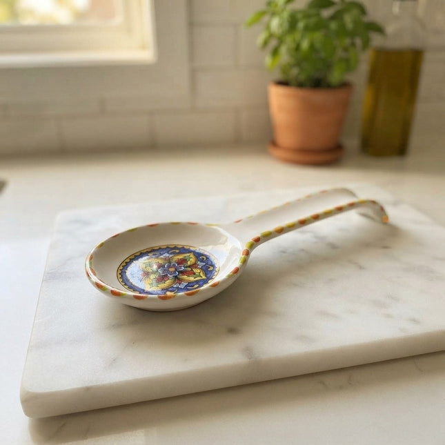 Poggia Mestolo in Ceramica Artigianale - Decoro Limoni\Maioliche