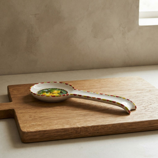 Poggia Mestolo in Ceramica Artigianale - Decoro Limoni\Maioliche