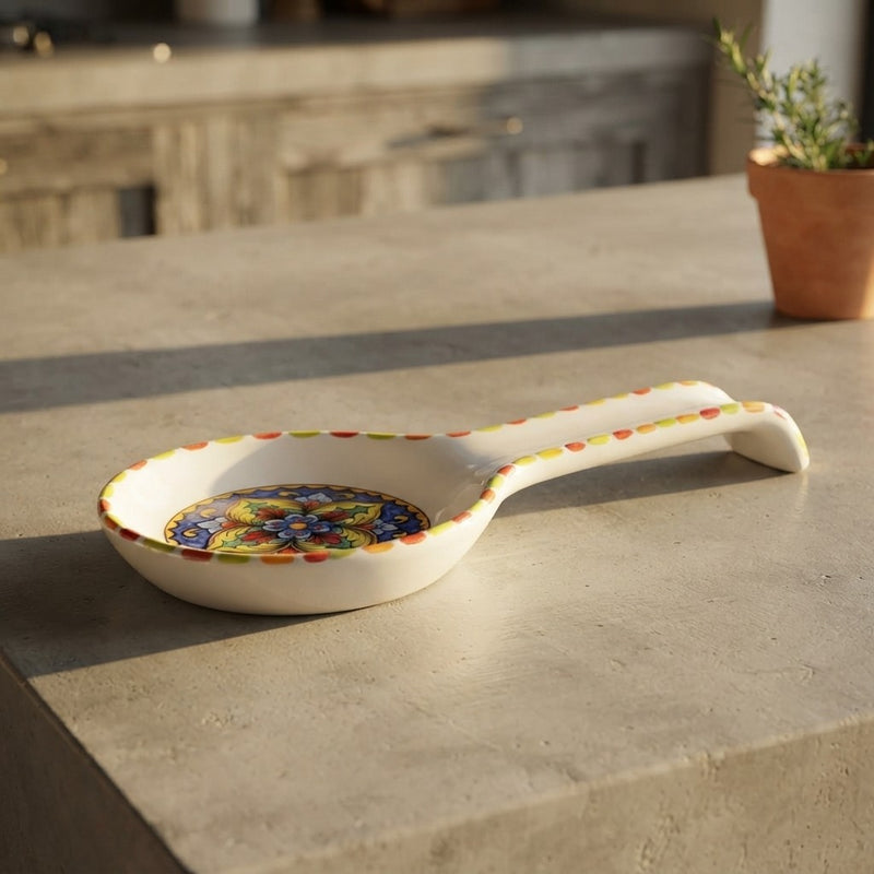 Ladle Rest in Handcrafted Ceramic - Lemons/Majolica Decor