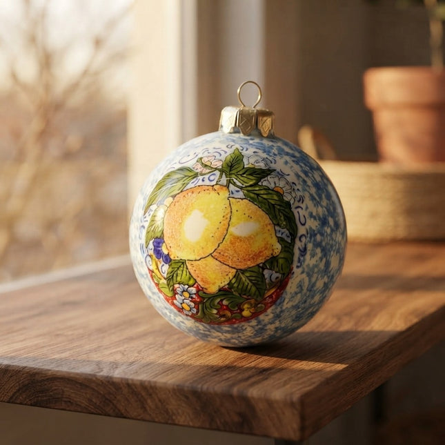 Pallina di Natale/Decorazione in Ceramica Artigianale Napoletana Dipinta a Mano