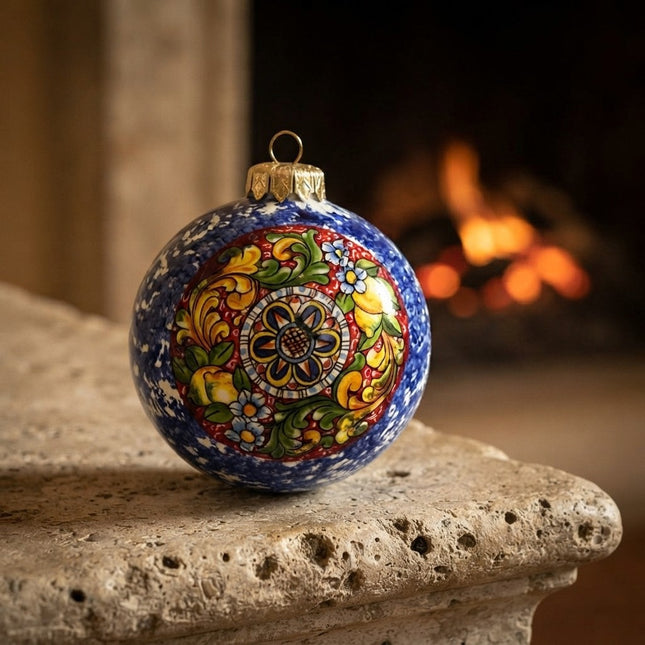 Pallina di Natale/Decorazione in Ceramica Artigianale Napoletana Dipinta a Mano