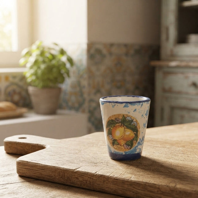 Bicchierini Limoncello in Ceramica Artigianale - Decoro Limoni