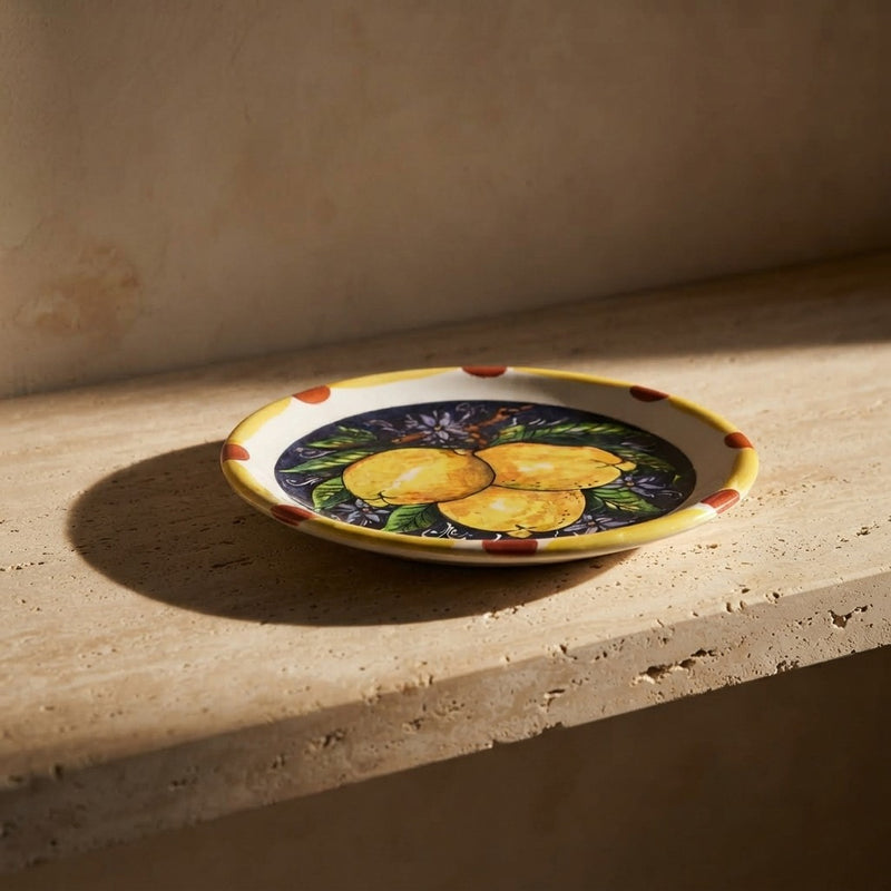 Piattino in Ceramica Artigianale Napoletana - Decoro Limoni