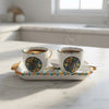 Set Vassoio + 2 Tazzine in Ceramica Artigianale Napoletana - Decoro Maioliche