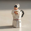 Statuina Pulcinella Caffettiera Italiana - Statuetta Moka in Resina Napoletana - Souvenir "Uè che bellu cafè", Regalo Cultura Italiana Napoli