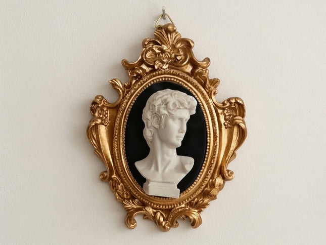 Busto "David" (Michelangelo) in Cornice Barocca – Decorazione Artigianale Fatta a Mano