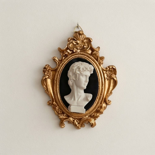 Busto "David" (Michelangelo) in Cornice Barocca – Decorazione Artigianale Fatta a Mano